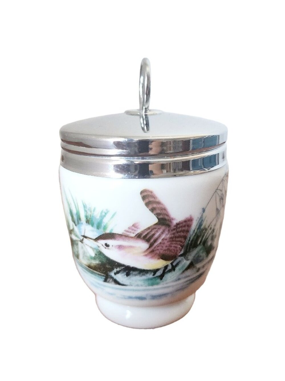 2 Royal Worcester Birds Egg Coddler Lid 3.5” set woodland wren England